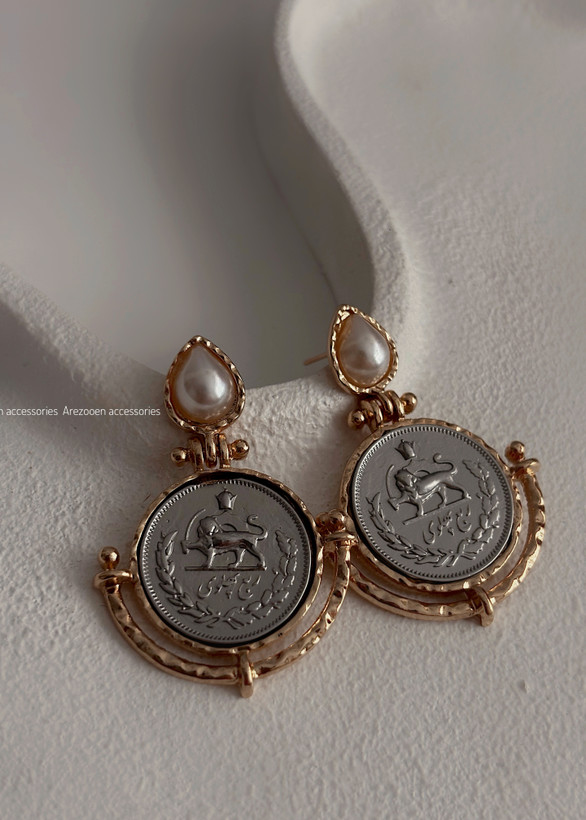 گوشواره سکه و مروارید اشکی