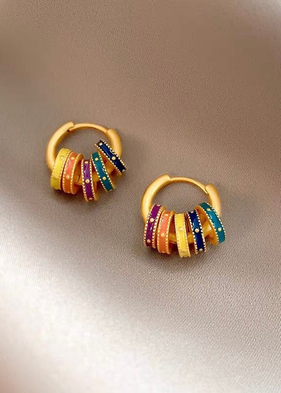 گوشواره حلقه ای میناکاری