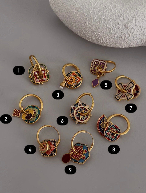 گوشواره حلقه ای میناکاری رنگی