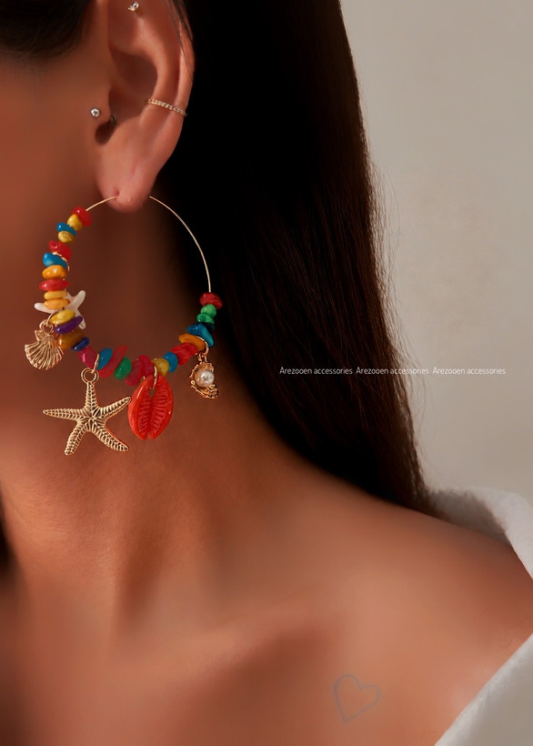 گوشواره حلقه ای رنگی تابستونی زارا