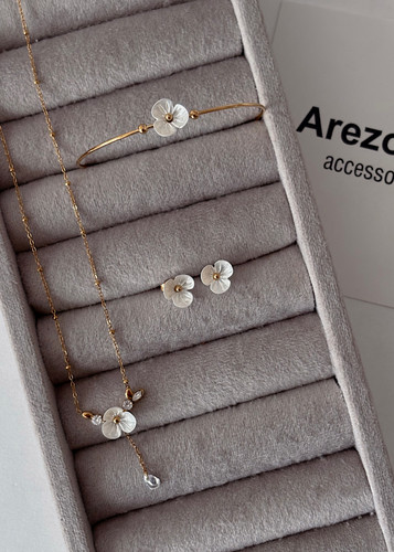 نیم ست تگل گل صدف طبیعی